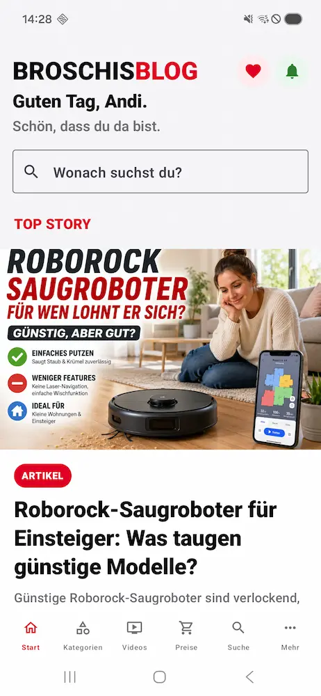 Startseite der BroschisBlog App
